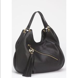 Michael Kors Handbag Black Leather Tassel Zipper
